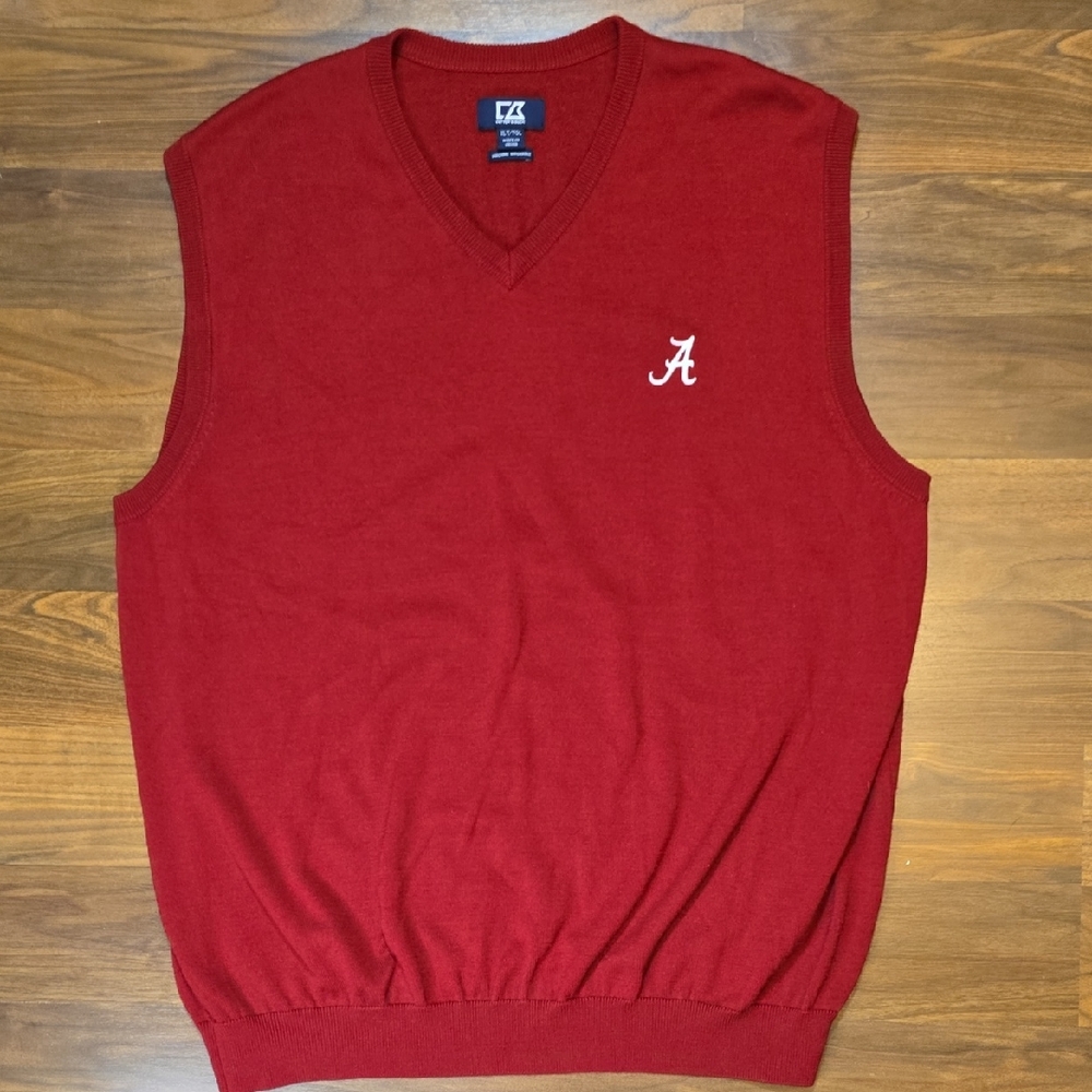 Cutter & Buck Men's V-Neck Alabama Red Sweater Vest